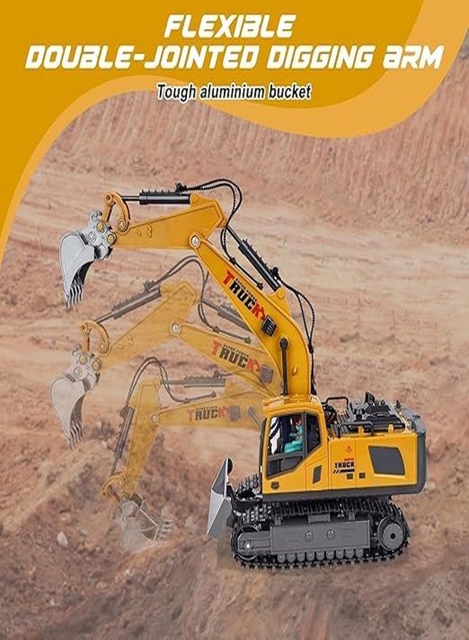 KIDINGTON Control Excavator Toy, 1/43 Scale 2.4Ghz RC Construction Vehicles with Smoke, Sound & Lights & 680° Rotation, 13 Channel Construction Tractor RC Truck Toy for Kids - Image 4